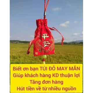 Túi đỏ bỏ ví hút tiền ALOFA ( combo 1 túi gấm đỏ+4 gói bột tài lộc)