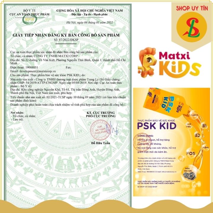 Siro ăn ngon PSK KID giúp bé tăng cân tăng đề kháng hỗ trợ tiêu hóa chính hãng MatxiCorp Hộp 600g 30gói