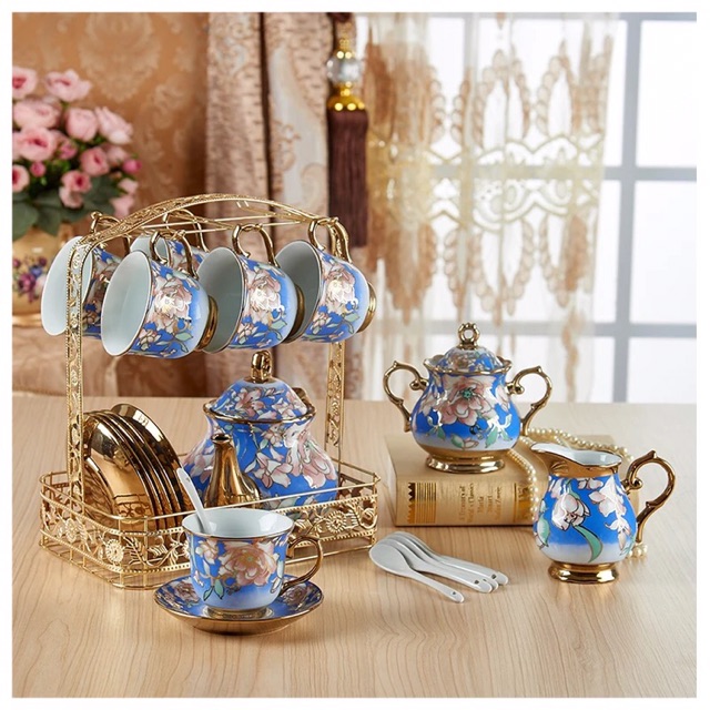 Bộ Ấm Chén Gốm Sứ pha trà , cà phê 22 món