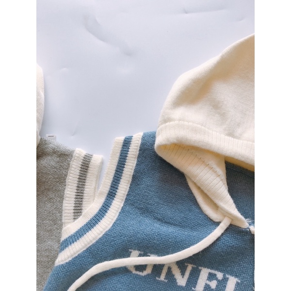 Áo Len Ba Lỗ Có Mũ, Áo Len Ghile Cho Bé Trai Size 80-120(1-5 tuổi)