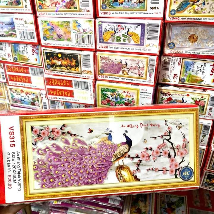 Tranh đính đá Hoa Khai Phú Quý VS315 (120x56cm) - chưa đính đá