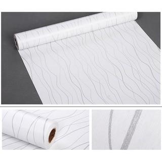 DECAL 1m Giấy dán tường khổ rộng 45cm ( có sẵn keo ) - xoắn nền trắng ELL111