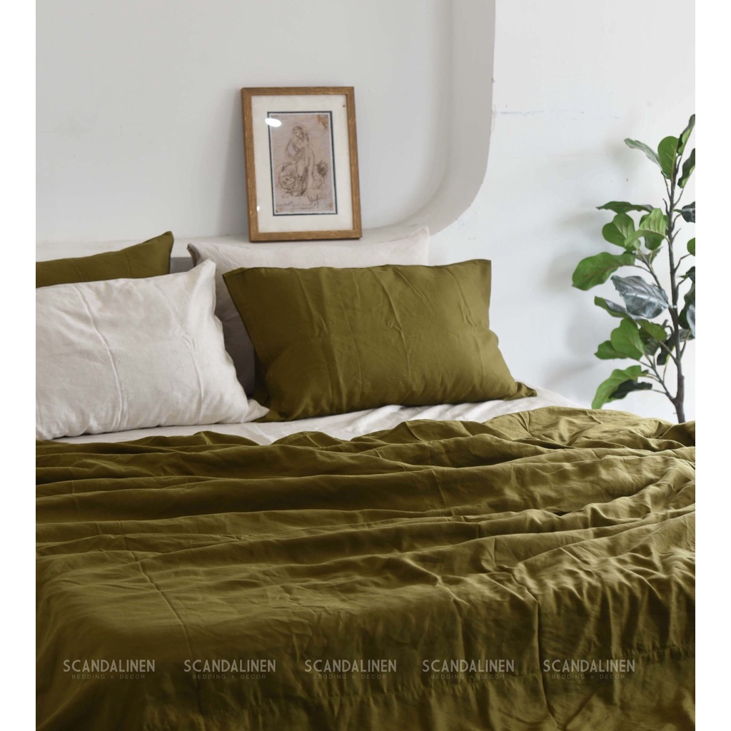 Bộ Chăn Ga Gối Linen Bamboo – Xanh 44