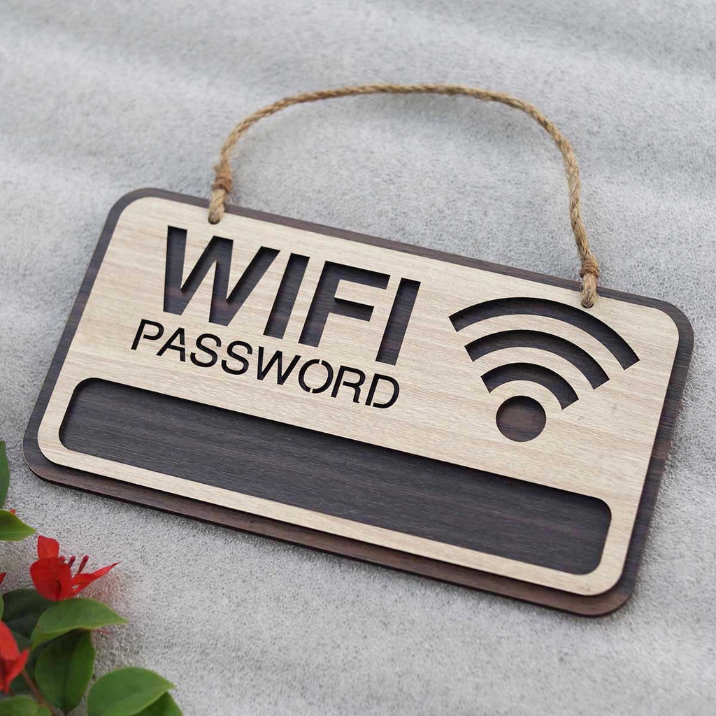 Bảng gỗ password wifi, bảng wifi bằng gỗ ghi thông tin wifi cho quán