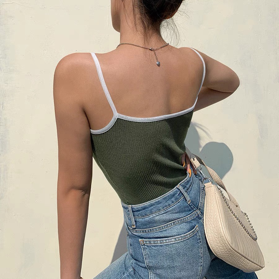 Áo Nữ Hai Dây Viền Trắng, Dáng Dài - Tharo Clothing - [AO57]