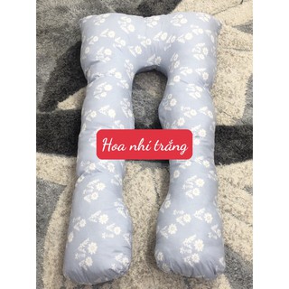 HCM Gối ôm bà bầu chữ u loại gối to,hoa nhí trắng
