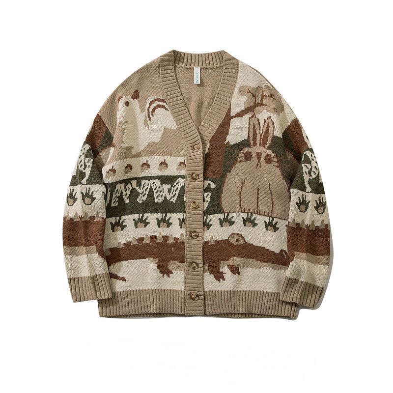 Áo Khoác Cardigan Dệt Kim Dáng Rộng Thời Trang Xuân Thu 4 Kiểu Retro Cho Nam Giới Có Size M-3Xl