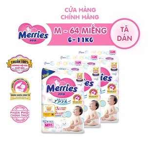 Tã/bỉm dán merries nội địa nhật cộng miếng m64
