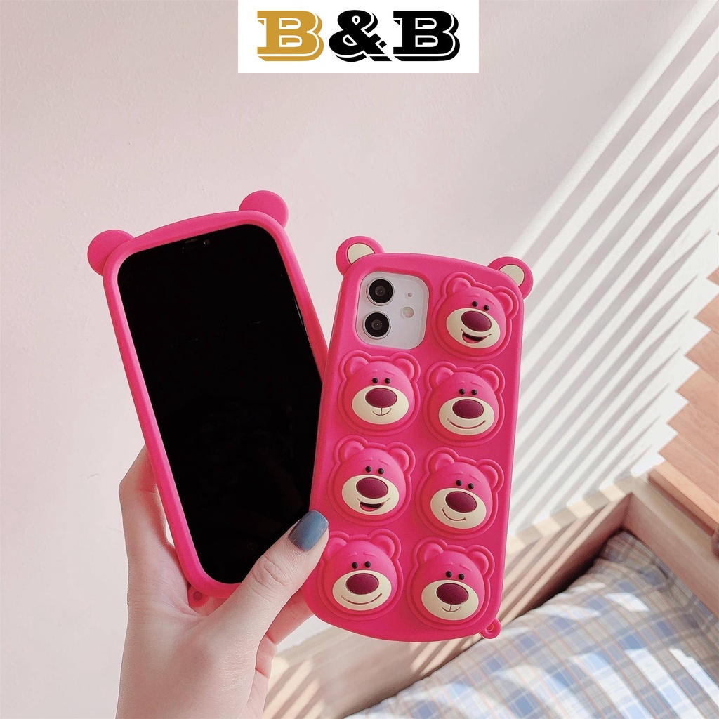 Ốp Điện Thoại Mềm In Hình Gấu Và Dâu Tây Cho iPhone 7 8 7/8Plus X XS Max XR 11 12 13 Pro Max