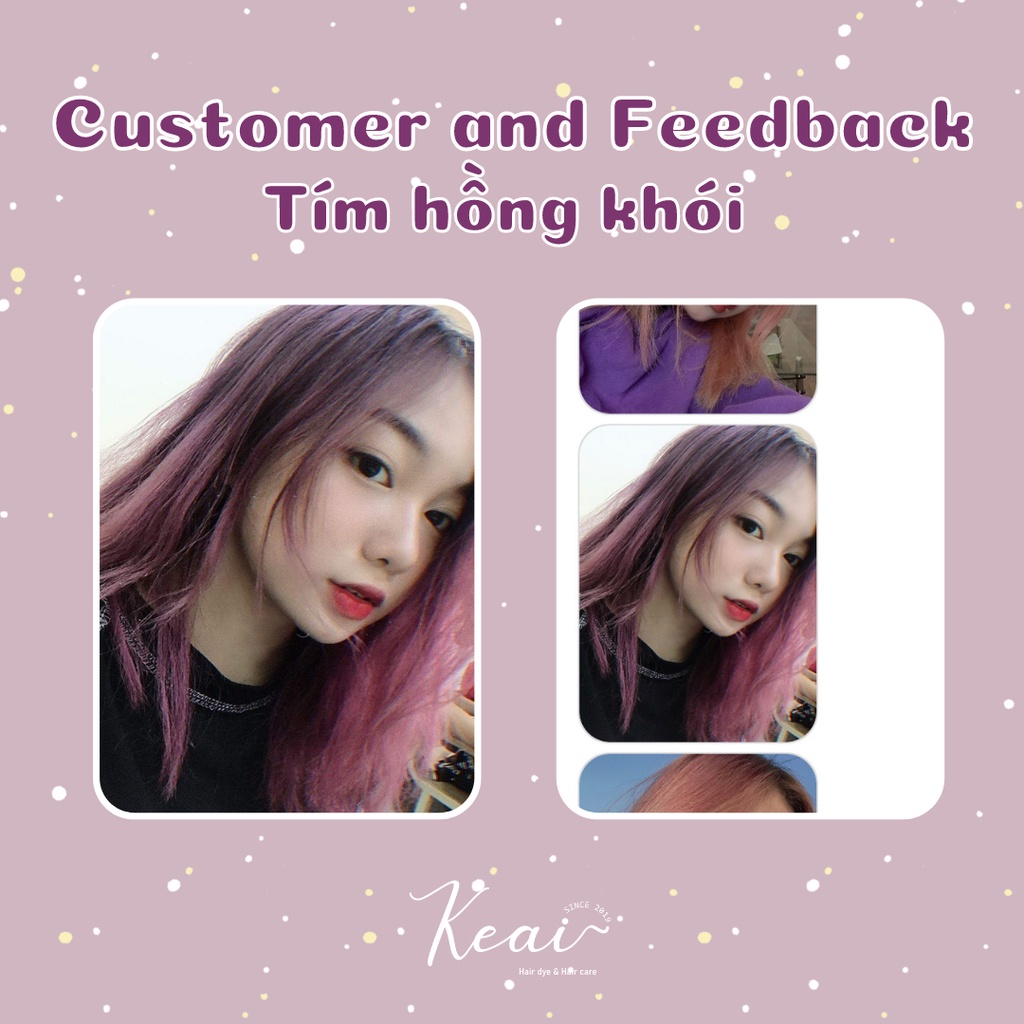 Thuốc nhuộm tóc tại nhà Tím Hồng Khói - kèm oxi - cần sử dụng tẩy - Keaihairdye