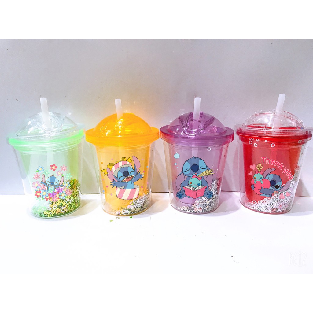 Cốc 2 lớp kim tuyến Stitch CNKI31 cốc giữ nhiệt ly 2 lớp cốc làm lạnh dễ thương 500ml