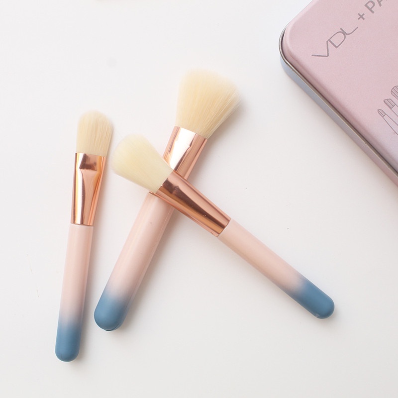 Set 9 cọ trang điểm GDTIMA èm hộp thiếc màu gradient xinh xắn