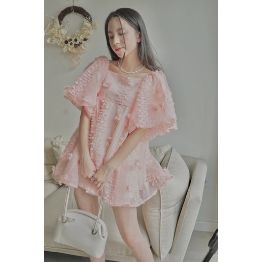 áo váy xòe tay bồng vải bèo nhún TKA249 LOLLIE STUDIO | BigBuy360 - bigbuy360.vn