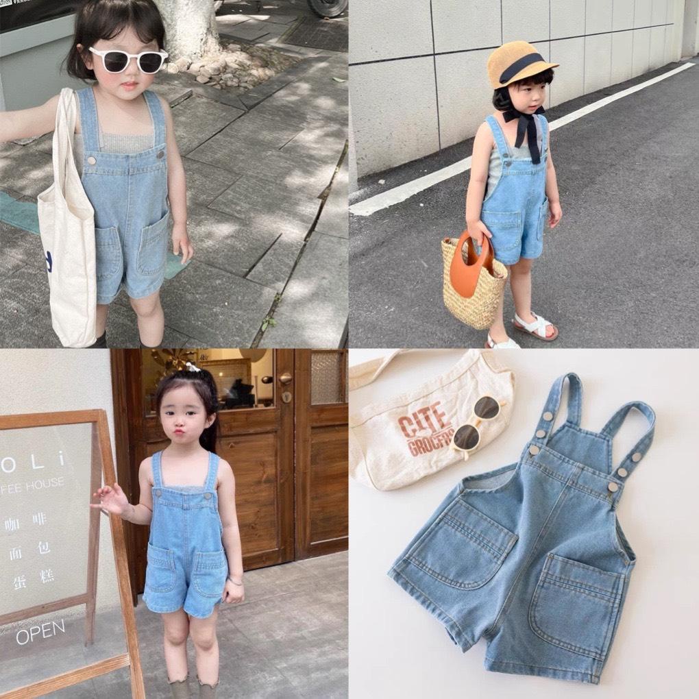 Yếm jean hai túi đắp đáng yêu cho bé trai, bé gái