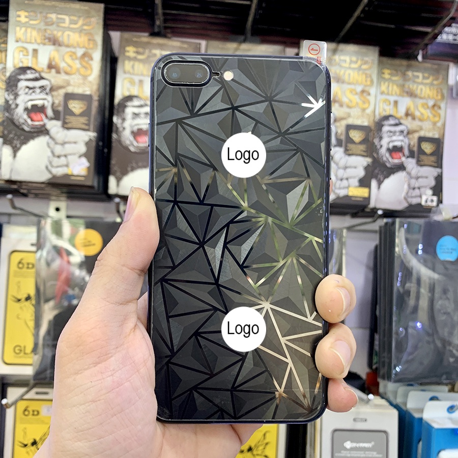 Kính cường lực mặt sau 3D 4D vân kim cương iphone XSMAX XS X 8PLUS 7PLUS 6PLUS 6S PLUS 7 8