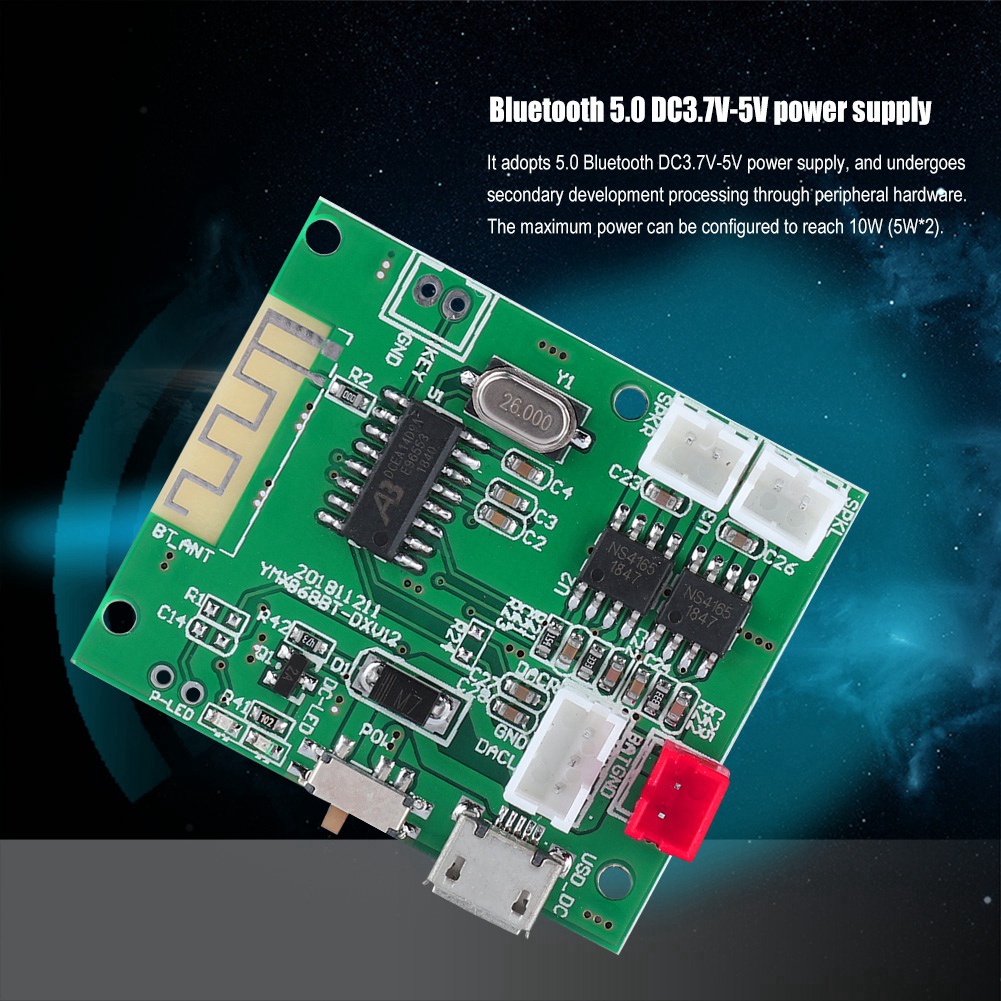 Bảng mạch khuếch đại âm thanh Bluetooth 5.0 2x5w 3.7v-5v chất lượng cao