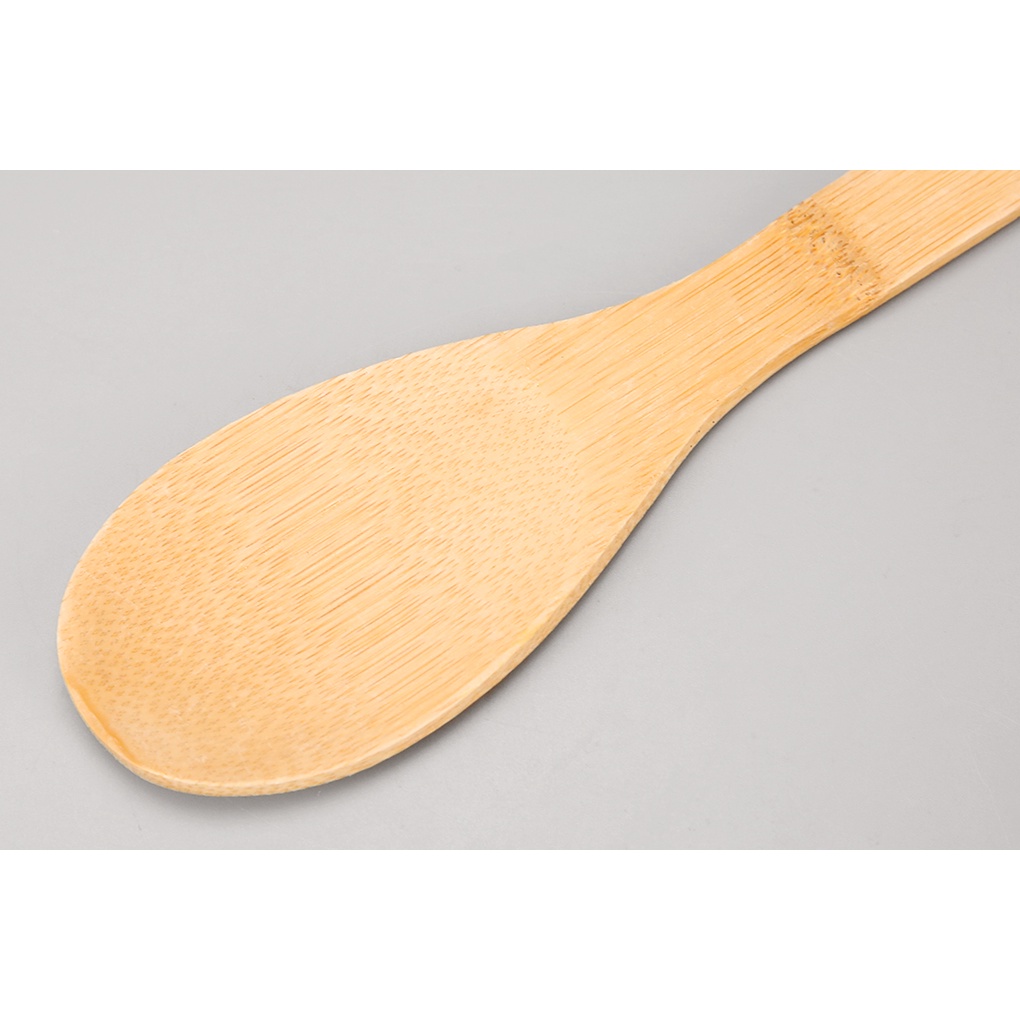 Vá cơm gỗ tre Cần Đước Long An không sơn tay cầm dài xới cơm nhanh chóng kích thước 30cm -Tonic Kalimba