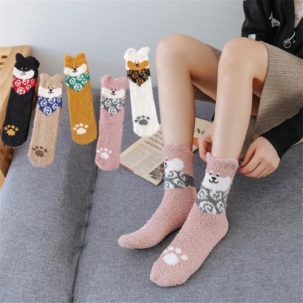 Vớ Ngủ Vải Nhung San Hô Dày Dặn Ấm Áp