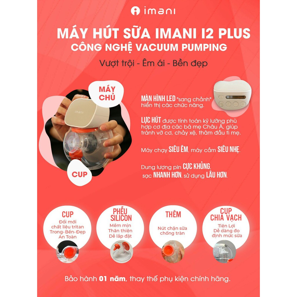 Máy hút sữa không dây imani i2 plus hàn quốc phễu size 25,28 - ảnh sản phẩm 8