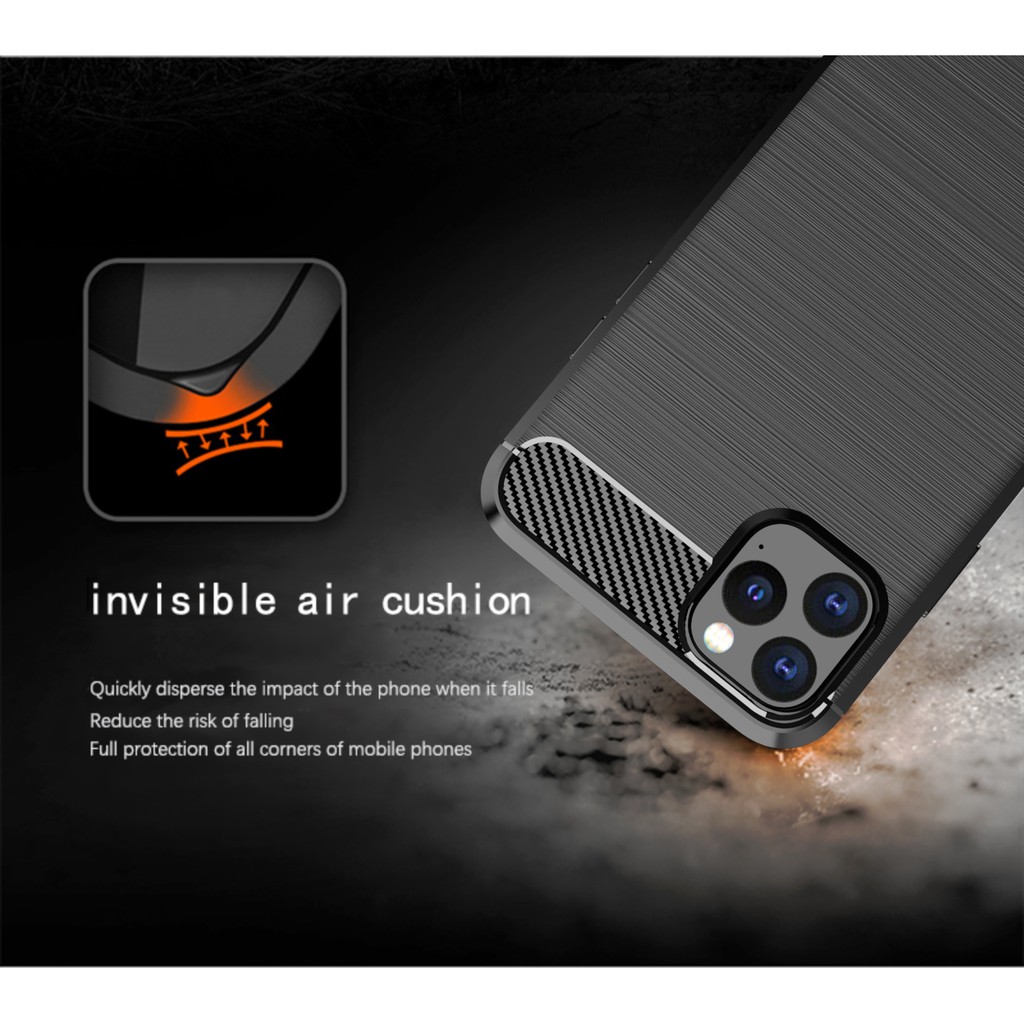 Ốp lưng iPhone 11 / iPhone 11 Pro / iPhone 11 Pro Max Carbon phay xước chống sốc chống vân tay