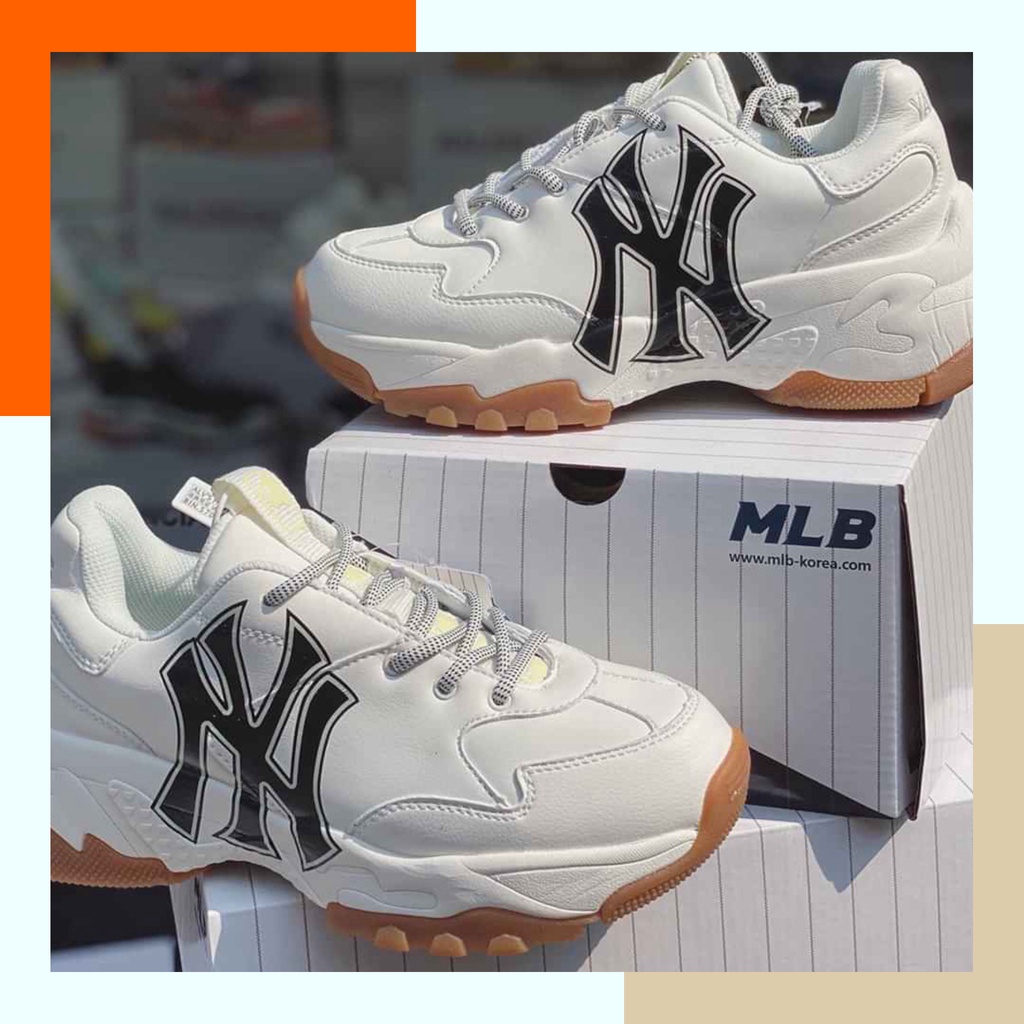 Giày MLB NY Đế Nâu Cao Cấp Tăng Chiều Cao 6cm Nam Nữ Hàng Cao Cấp Full Box + Bill
