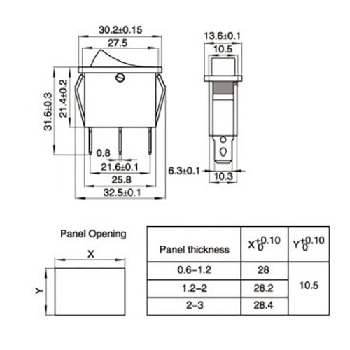 10 Công tắc bập bênh KCD3 16A- Có bóng báo sáng trạng thái - ON-OFF