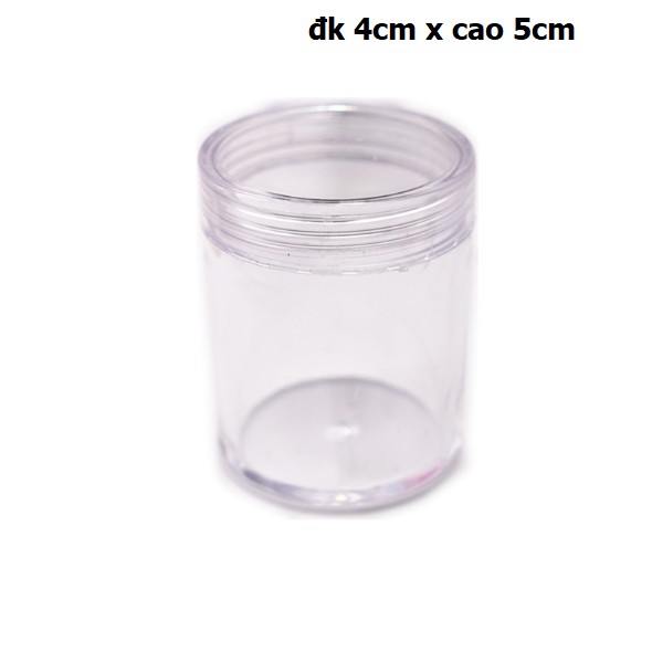 KDC - Lọ nhựa nắp vặn đường kính 4cm x cao 5cm đựng dụng cụ, lưỡi câu, đất nặn, bột màu, DIY