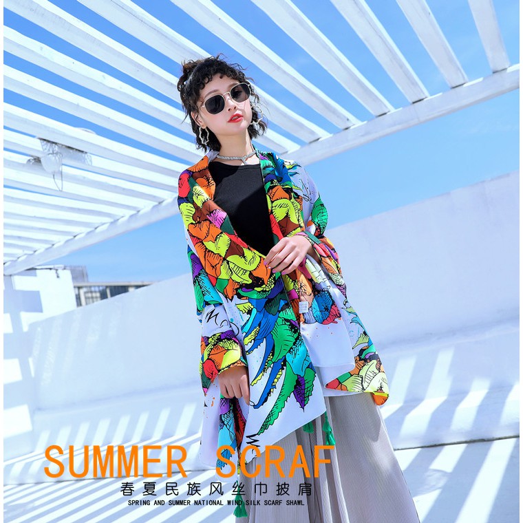 Khăn choàng boho đi biển, khăn choàng thổ cẩm, phong cách vintage