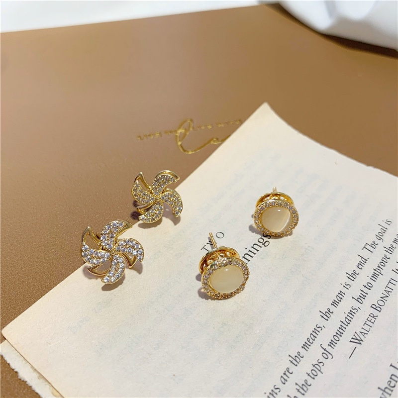 Bông Tai Mạ Bạc 925 Đính Đá Opal Có Thể Xoay Phù Hợp Với Mọi Thiết Kế Phù Hợp
