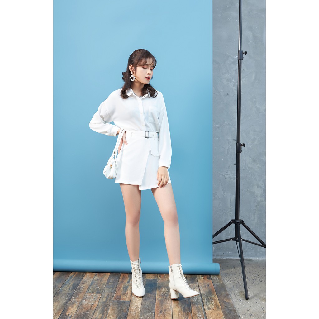 Chân váy chữ A ngắn có đai rời đính nút JAW0617 - 92WEAR | BigBuy360 - bigbuy360.vn