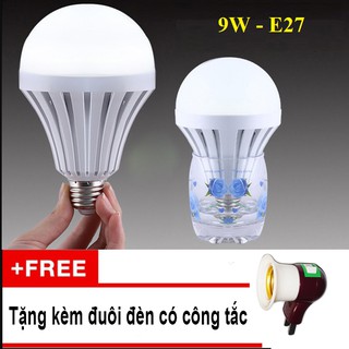 Bóng led cảm ứng tích điện 9w tặng đuôi công tăc 9w