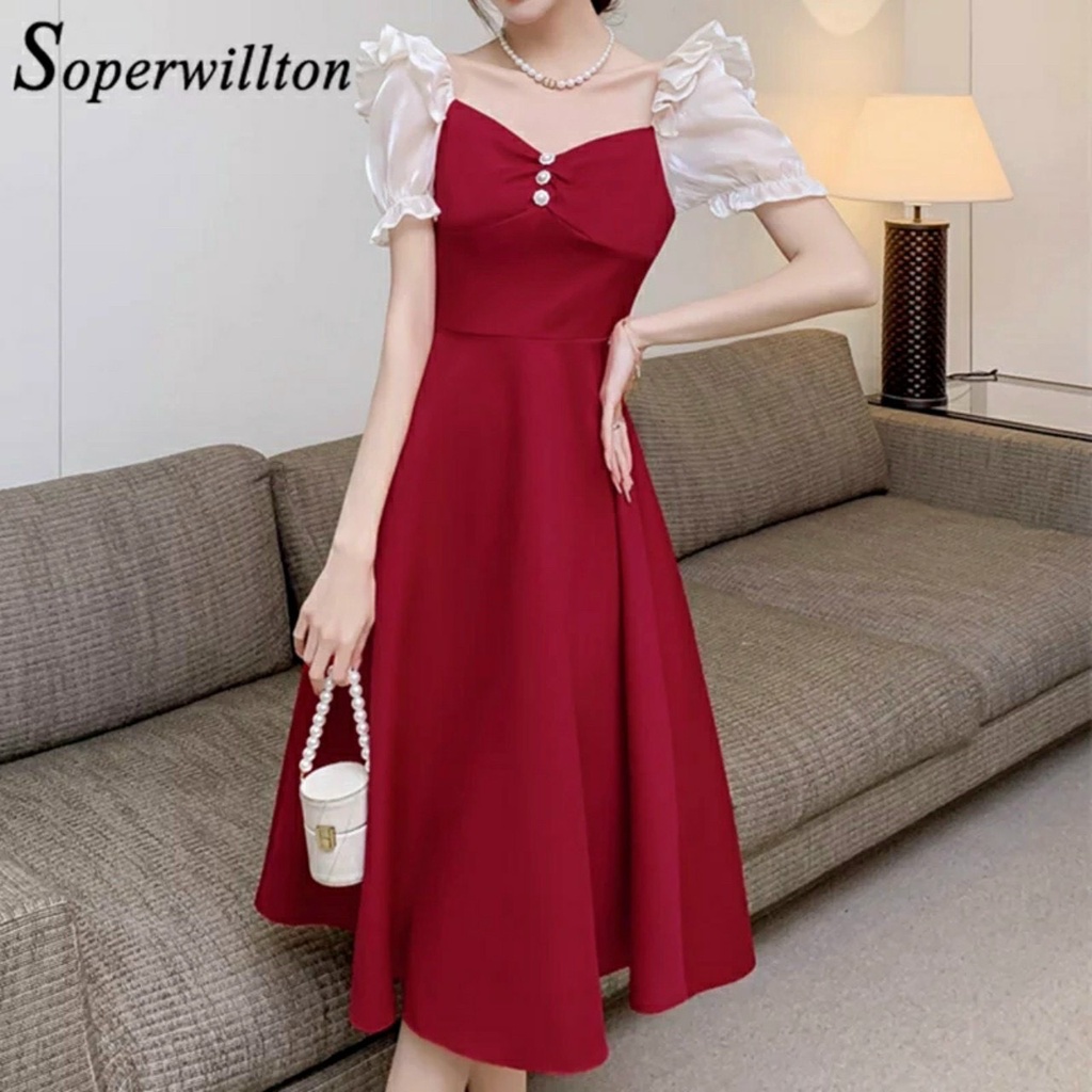 Đầm váy nữ tay phồng nhún bèo phối voan kiếng siêu xinh với 3 màu chủ đạo sang chảnh dành cho các nàng đi chơi, dạo phố
