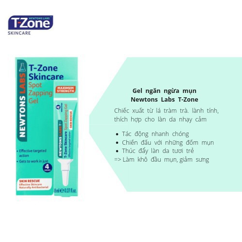 Combo Gel Giảm Mụn T-Zone Zapping Gel 8ml Và Gel Giảm Thâm T-Zone Charcoal Night Treatment 8ml