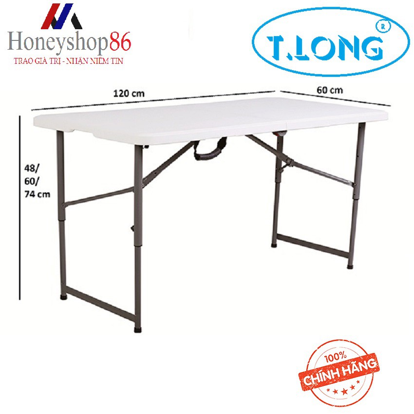 Bàn xếp chữ nhật Thanh Long HM-FH120 120 x 60 x 52.5/74 cm Trắng thiết kế thông minh, tiện lợi HONEYSHOP86