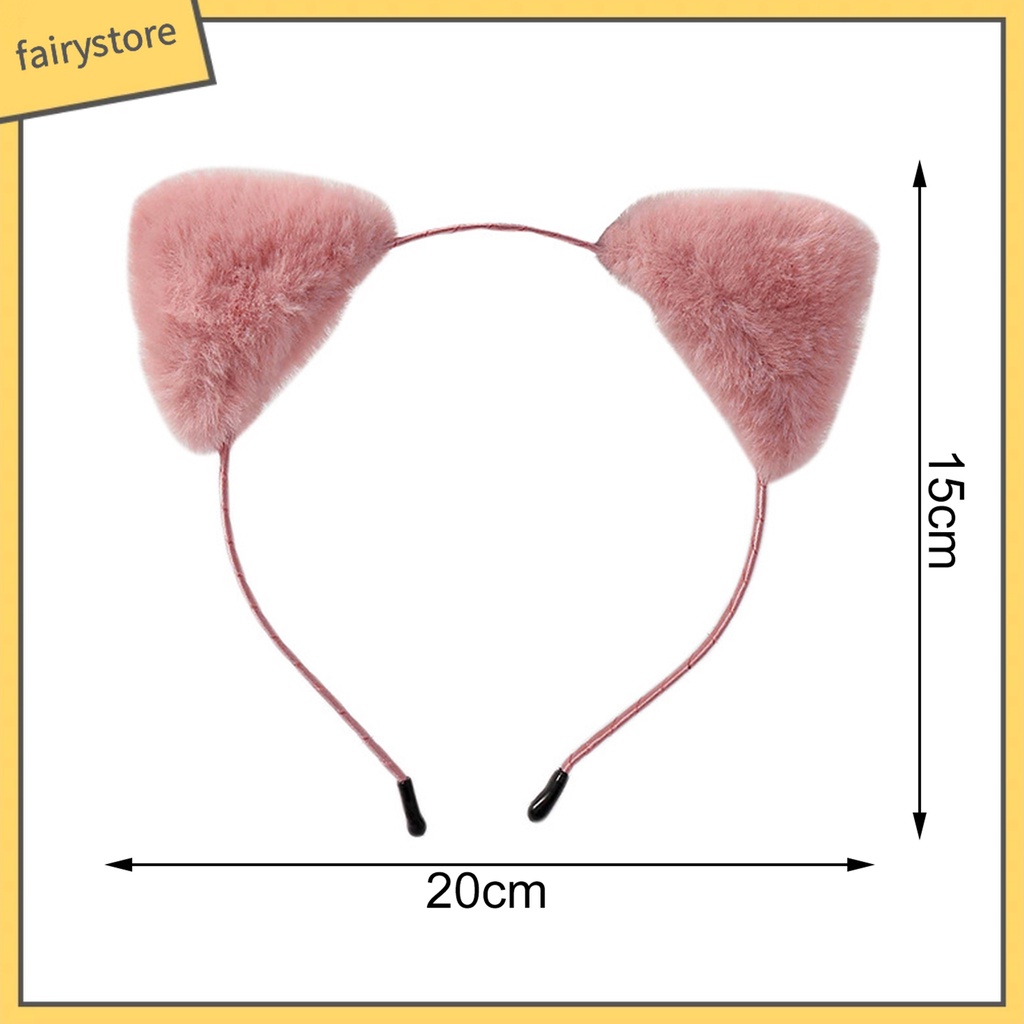 Băng Đô Cài Tóc Tai Mèo Phủ Lông Màu Sắc Ngọt Ngào Co Giãn Nhẹ Nhàng