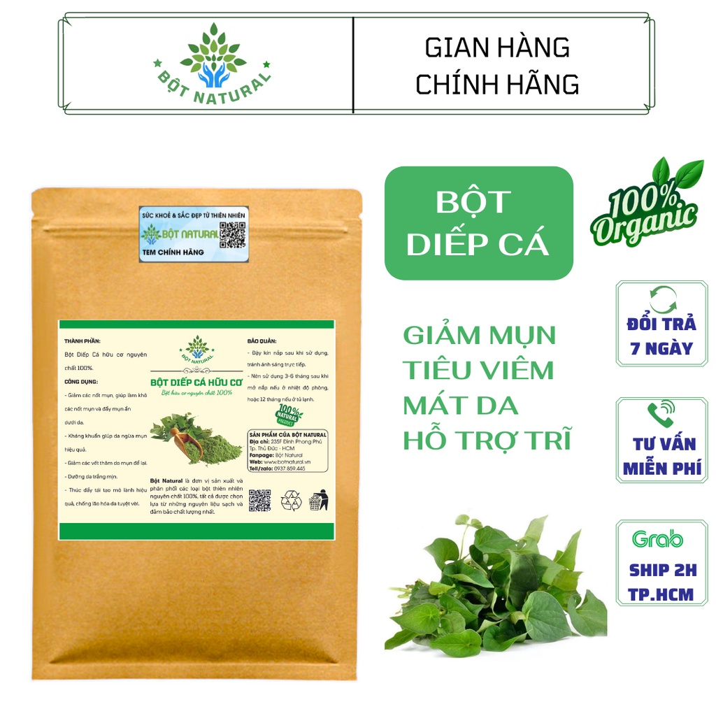 Bột diếp cá sấy lạnh nguyên chất 100% - giảm mụn, tiêu viêm, mát da, sáng mịn, hỗ trợ trĩ | Bột Natural