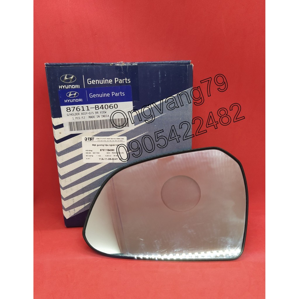 Mặt gương/kính chiếu hậu phía ngoài  xe Hyundai Grand I10- Ms: 87621B4060, 87611B4060