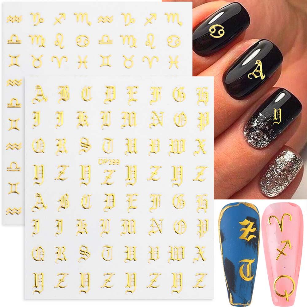 OCEANMAP Sticker Chữ Cái Tiếng Anh Dán Móng Nghệ Thuật