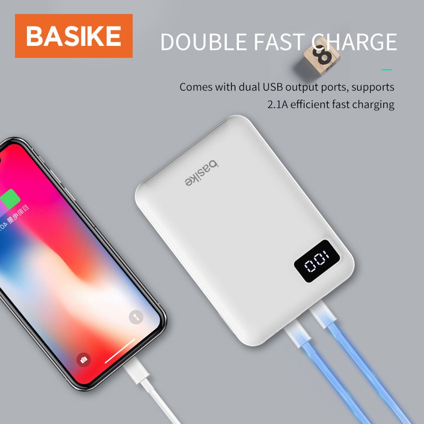 Sạc Dự Phòng BASIKE PT506 10000mAh Màn Hình LED Kèm Cáp Sạc