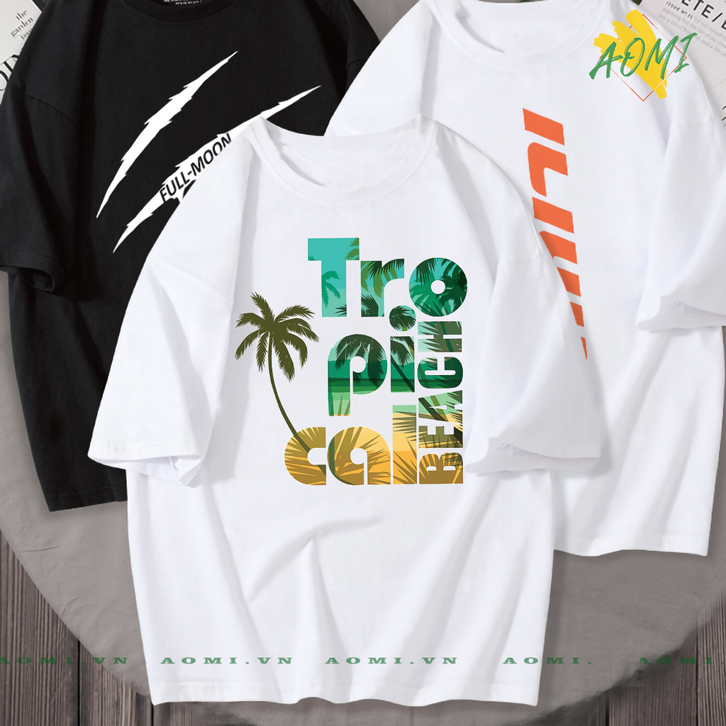 ÁO THUN UNISEX ĐI BIỂN TROPICAL BEACH PHÔNG NAM NỮ GIA ĐÌNH CẶP ĐÔI CÓ SIZE TRẺ EM AOMIVN