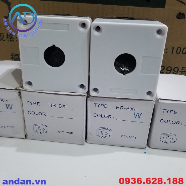 Hộp nút nhấn phi 22 chống nước, nhựa ABS 1 lỗ, BX1-22, Hộp 1 nút điều khiển 22mm Màu Trắng, Màu Vàng