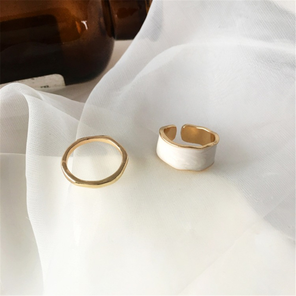 Set 2 Nhẫn Kim Loại Phong Cách Hàn Quốc Cho Nữ