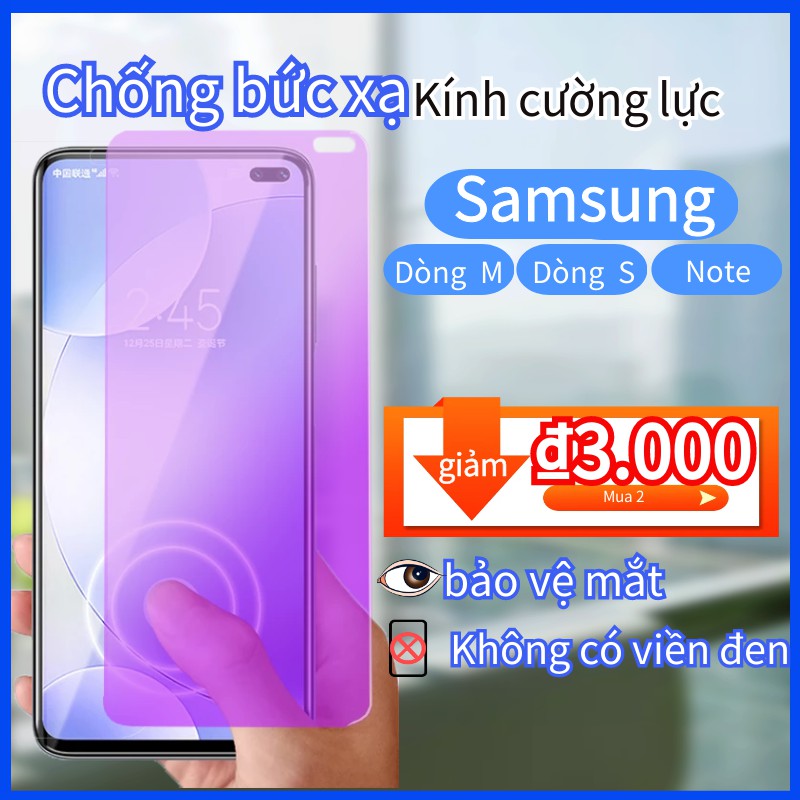 Bảo vệ bức xạ Kính Cường Lực Miếng dán màn hình Samsung Galaxy M02 M10 M11 M20 M21 M31 M51 Note 10 20 Lite S20 Fe S21 + 5g