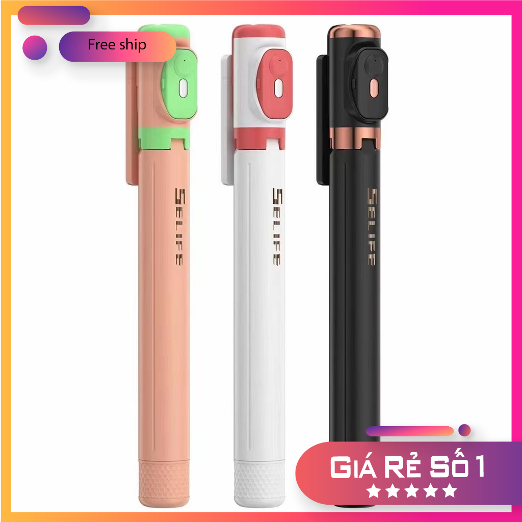 Gậy chụp ảnh tự sướng Bluetooth chống rung mẫu siêu HOT đèn đôi tiện lợi có thể tháo rời