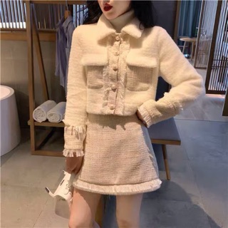 [ORDER] Set dạ Tweet phối lông (ảnh thật ở cuối)