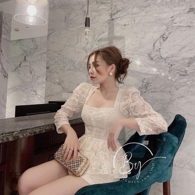 Áo ren tay bồng cúc ngọc ( ib hoặc note chọn sz )