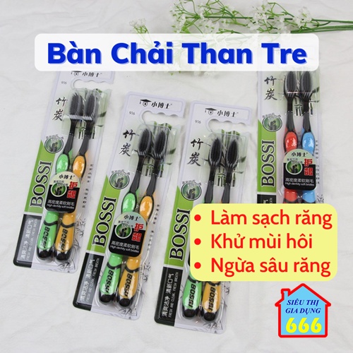 Bàn chải than tre SALE Bàn chải đánh răng than hoạt tính Bossi Hàn Quốc cao cấp lông mềm mịn ngừa sâu răng hiệu quả