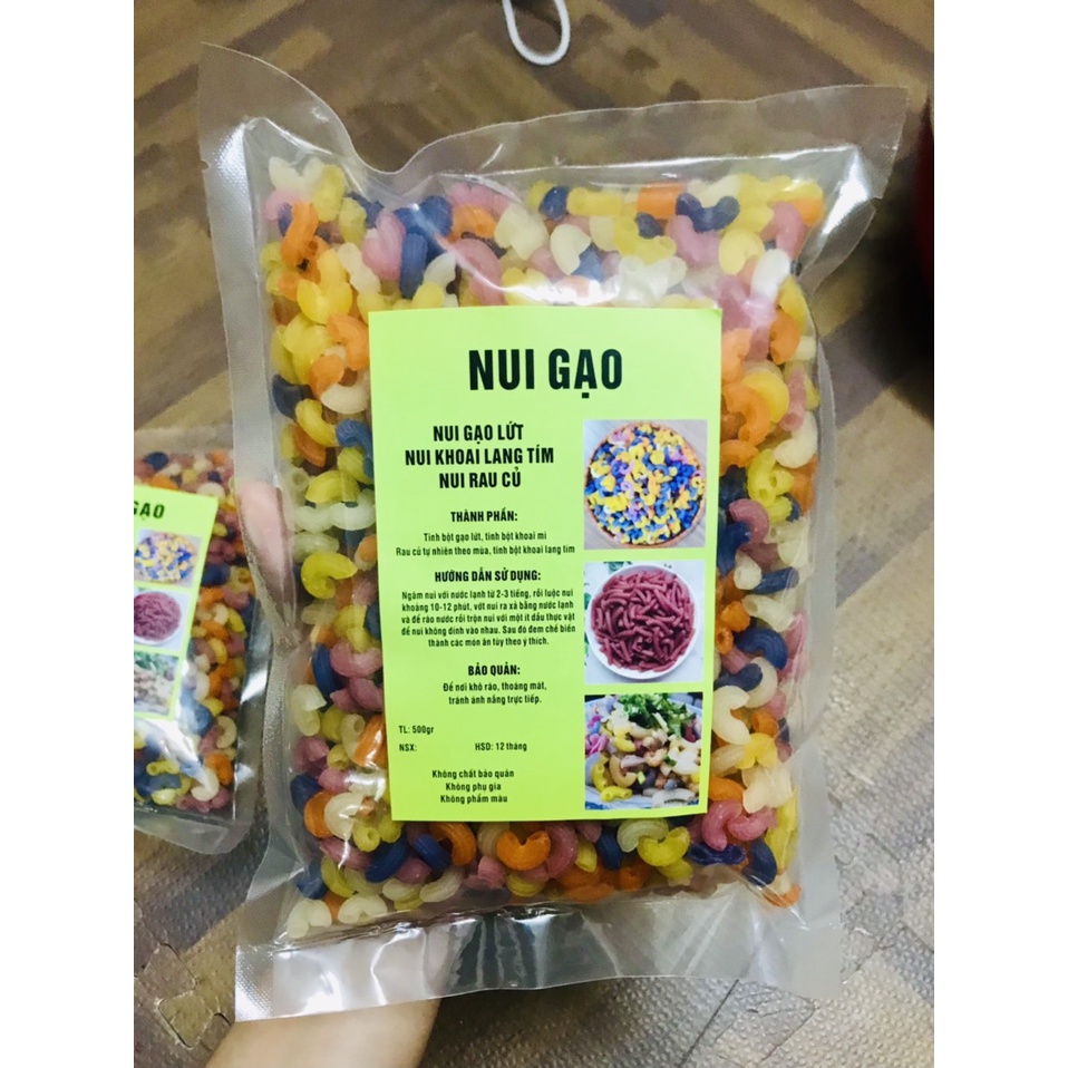 500g Nui Gạo Ngũ Sắc 100% màu từ rau quả tự nhiên