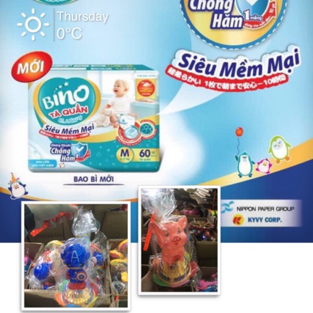 Mua 1 bịch tả quần Bino đc tặng balo hoặc gối bông hưu cao cổ hoặc bộ ăn dặm hoặc xe điều khiển từ xa. Tặng lồng đèn