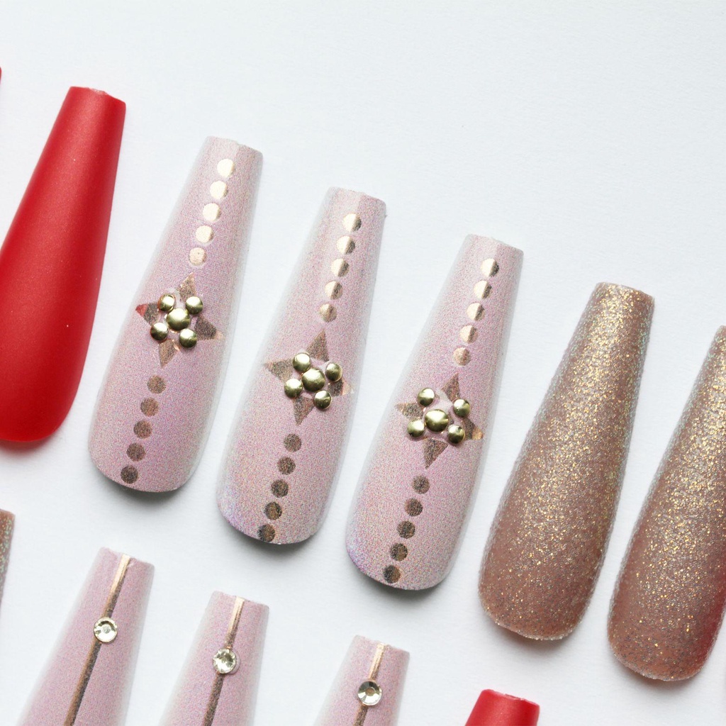 Bộ Móng Tay Giả Siêu Dài Màu Gradient Phong Cách Pháp